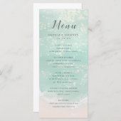 Elegant abstracte mousserende oceaanstrand bruilof menu (Voorkant / Achterkant)