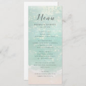 Elegant abstracte mousserende oceaanstrand bruilof menu (Voorkant / Achterkant)