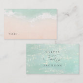 Elegant abstracte mousserende oceaanstrand bruilof plaatskaartje (Voorkant / Achterkant)