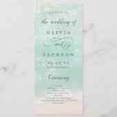 Elegant abstracte mousserende oceaanstrand bruilof programmakaart (Voorkant)