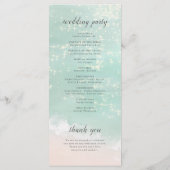 Elegant abstracte mousserende oceaanstrand bruilof programmakaart (Achterkant)