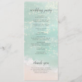 Elegant abstracte mousserende oceaanstrand bruilof programmakaart (Achterkant)