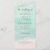 Elegant abstracte mousserende oceaanstrand bruilof programmakaart (Voorkant)