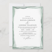 Elegant Abstracte Sage Green Wedding Waterverf Kaart (Voorkant)
