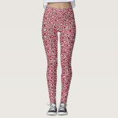 Elegant Abstracte spiraalcirkels op maroon Leggings (Voorkant)