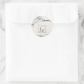 Elegant Abstracte Waterverf Blue Gold Logo Beachy Ronde Sticker (Tas)