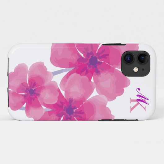 Elegant Abstracte Waterverf Floral iPhone Case (Achterkant (horizontaal))