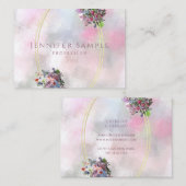 Elegant Abstracte Waterverf Flowers Gold Lijst Top Visitekaartje (Voorkant / Achterkant)