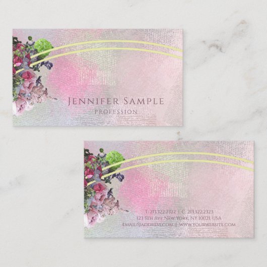 Elegant Abstracte Waterverf Flowers Professional Visitekaartje (Voorkant / Achterkant)