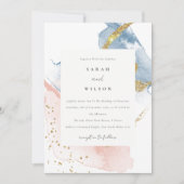 Elegant Abstracte Waterverf Gold Pink Blue Weddens Kaart (Voorkant)