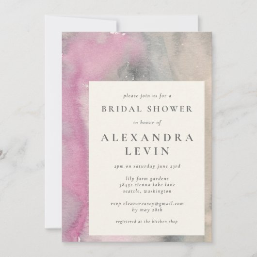 Elegant Abstracte Waterverf in Vrijgezellenfeest v Kaart (Voorkant)