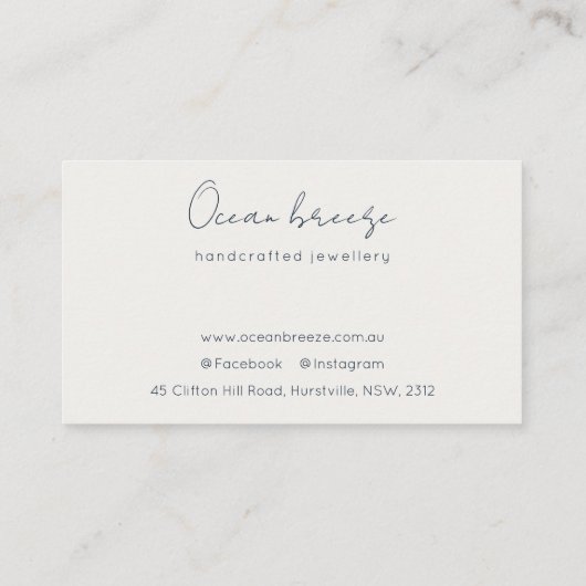 Elegant Abstracte Waterverf Logo Blue Gold Beachy Visitekaartje (Achterkant)