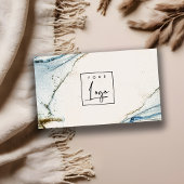 Elegant Abstracte Waterverf Logo Blue Gold Beachy Visitekaartje