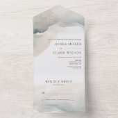 Elegant Abstracte Waterverf Painterly Wedding All In One Uitnodiging (Binnen)