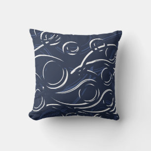 Elegant Abstracte zwengels   Navy Blue en White Kussen