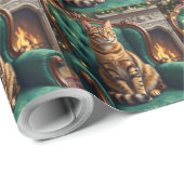 Elegant Abyssinian Cat Regal Holiday Portrait Art Cadeaupapier (Rol Hoek)