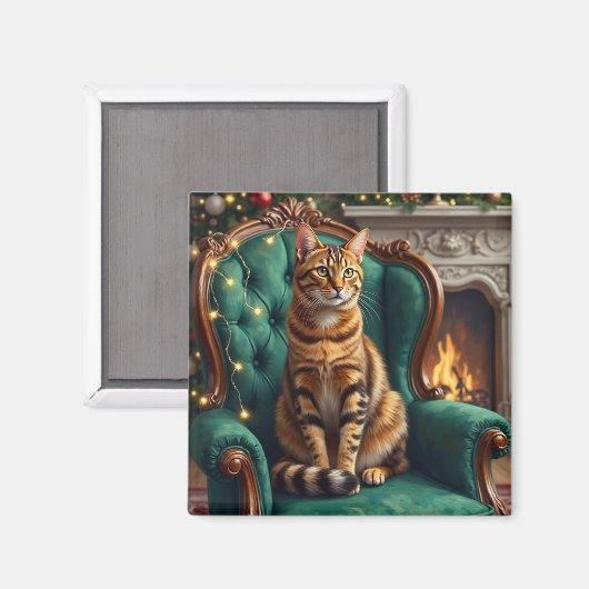 Elegant Abyssinian Cat Regal Holiday Portrait Art Magneet (Voorkant / Achterkant)