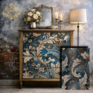 Elegant Acanthus Blad Thee/Taupe Barok Decoupage Tissuepapier