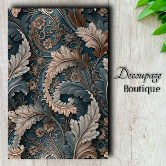 Elegant Acanthus Blad Thee/Taupe Barok Decoupage Tissuepapier