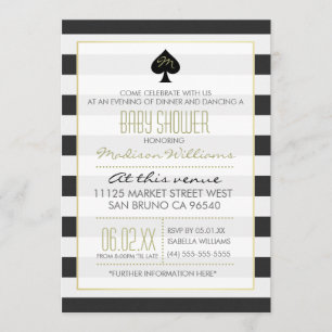 Elegant Ace of Spades on Stripes Baby shower Kaart
