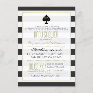 Elegant Ace of Spades on Stripes Baby shower Kaart