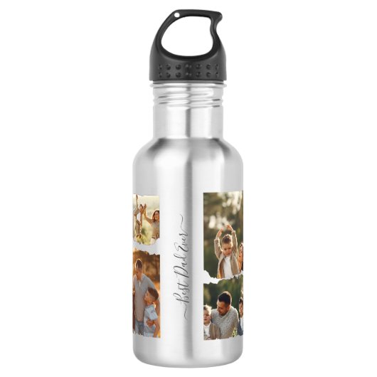 Elegant acht-foto familie collage ontwerp waterfles  (Voorkant)