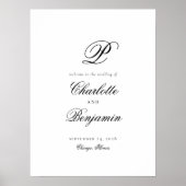 Elegant Achternaam Initiaal Weddenschap Welkomstte Poster (Voorkant)