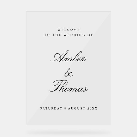 Elegant Acryl Bruiloft Welkomstbord Acryl Bord (Voorkant)