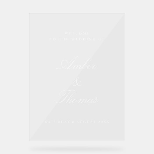 Elegant  Acryl Bruiloft Welkomstbord Acryl Bord (Voorkant)