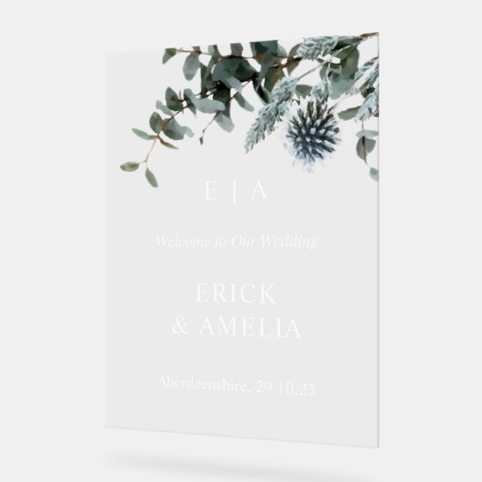 Elegant Acryl Bruiloft Welkomstbord met Distel Acryl Bord (Hoek)