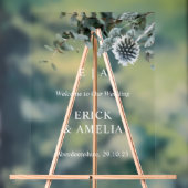 Elegant Acryl Bruiloft Welkomstbord met Distel Bord (Neutraal)