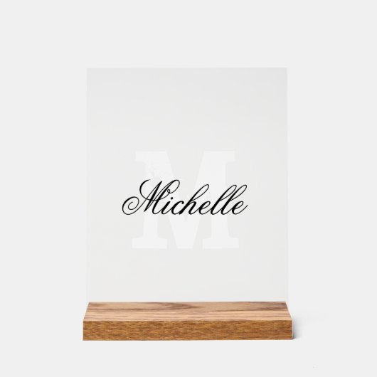 Elegant acryl teken met aangepaste monogram tekst acryl bord (Voorkant)