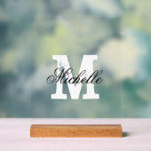 Elegant acryl teken met aangepaste monogram tekst bord (Neutraal)