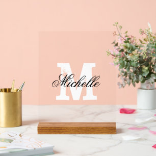 Elegant acryl teken met aangepaste monogram tekst bord