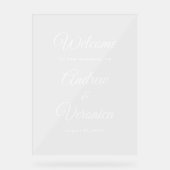 Elegant Acryl Trouw Welkom Bord Script Namen (Voorkant)