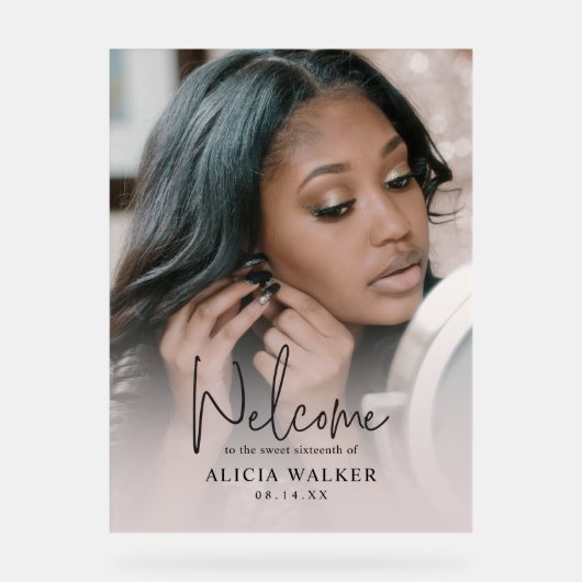 Elegant Acryl Zoet 16 Welkomstbord Acryl Bord (Voorkant)