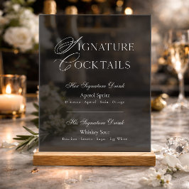 Elegant Acrylaat Handtekening Cocktails Trouwbord Acryl Bord