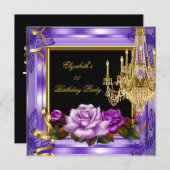 Elegant add age Paarse Gold Rozen Kaart (Voorkant / Achterkant)