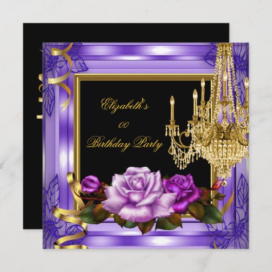 Elegant add age Paarse Gold Rozen Kaart (Voorkant / Achterkant)