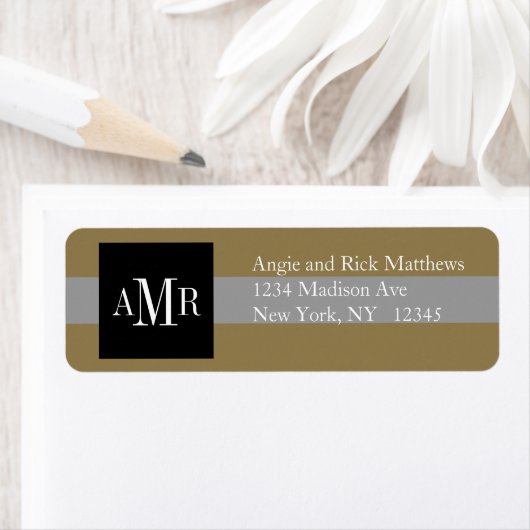 Elegant Address Label Three Monograms Weddings (Insitu)