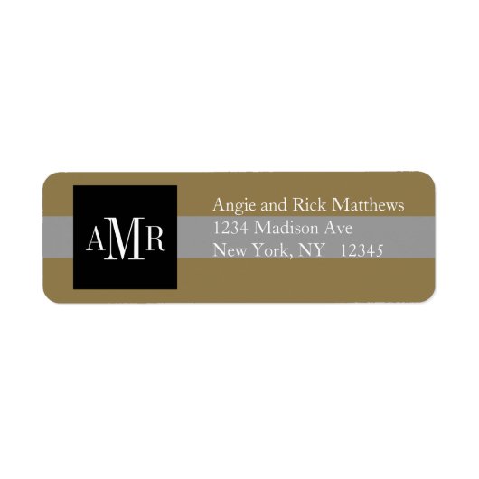 Elegant Address Label Three Monograms Weddings (Voorkant)