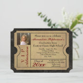 Elegant  Admission Ticket Photo Afstuderen Kaart (Staand voorkant)