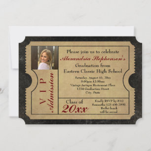 Elegant Admission Ticket Photo Afstuderen Kaart
