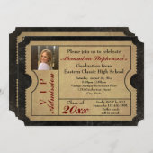 Elegant  Admission Ticket Photo Afstuderen Kaart (Voorkant / Achterkant)