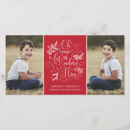 Elegant Adore Him | 2-kerstfoto Feestdagenkaart