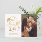Elegant Adore Him | Kerstfeest met foto's | Goud w Feestdagenkaart (Staand voorkant)