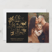 Elegant Adore Him | Kerstfeest met foto's | Goud z Feestdagenkaart (Voorkant)