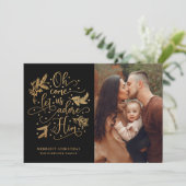 Elegant Adore Him | Kerstfeest met foto's | Goud z Feestdagenkaart (Staand voorkant)