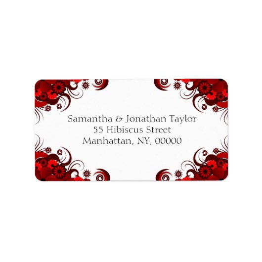 Elegant Adresetiket, rood en wit Etiket (Voorkant)