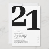 Elegant Adult 21st Birthday Party Invitation Kaart (Voorkant)